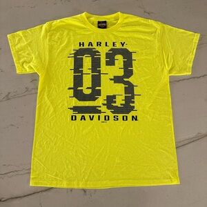 Harley Davidson T-Shirt Mens Neon Yellow Short Sleeve 03 Large